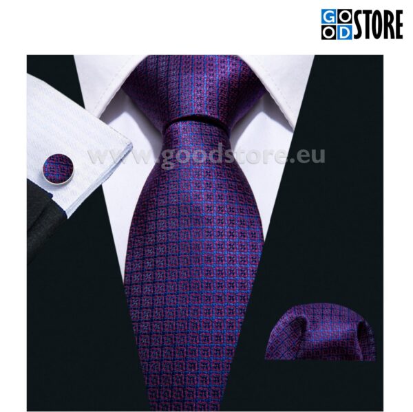 Kinkekarp lipsu, mansetinööpide ja rinnataskurätikuga, violetne