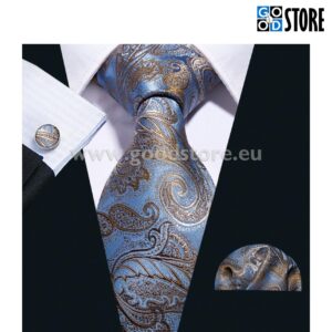 Lipsu komplekt, mansetinööpide ja rinnarätikuga, sinine ja pronksi pruun