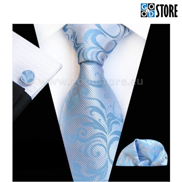 Luksuslik seotava lipsu komplekt, h.-sinise lillelise mustriga