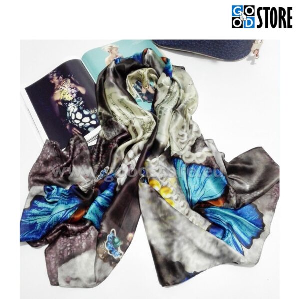 Naiste siidist rätik, 180 x 90cm, värviline, liblikatega