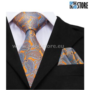 Luksuslik seotava lipsu kinkekarp, oranž ja läikiv sinine