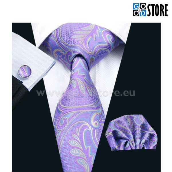 Luksuslik seotava lipsu komplekt, helkiv violetne ja sinine