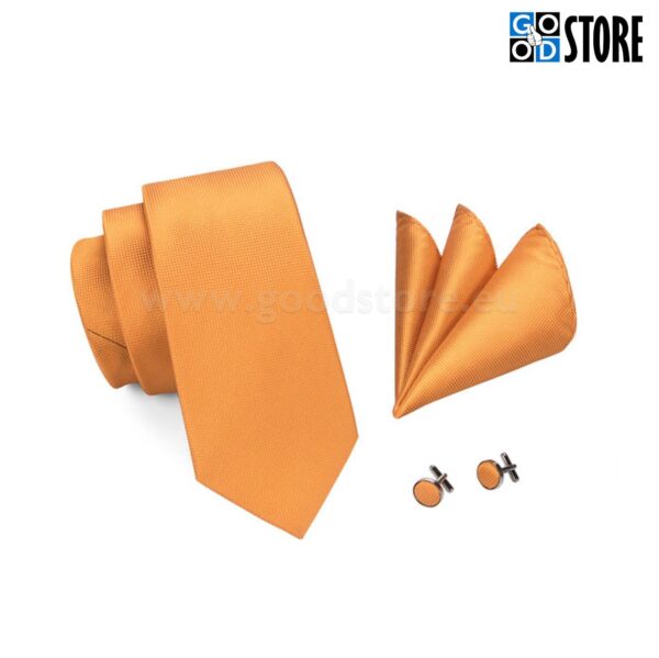Lipsu komplekt, mansetinööpide ja rinnarätikuga, oranžikas kollane