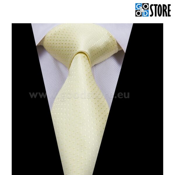 Luksuslik lipsu komplekt, mansetinööpide ja rinnarätikuga, helekollane
