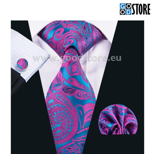 Stiilne ja moodne lipsu komplekt mansetinööpide ning rinnataskurätikuga, rõõmsates värvides