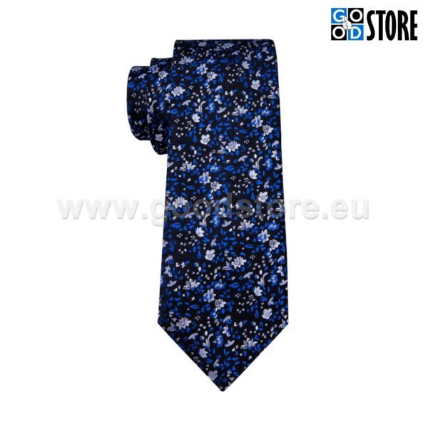 The Set of Necktie, N5035 blue-black-white-floral-GoodStore