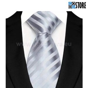 Hõbehall triibuline esinduslik lipsu kompl. rinnarätikuga